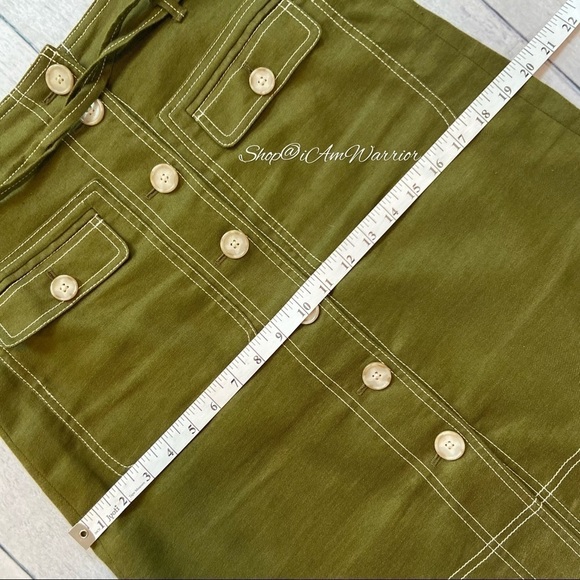 J.Crew seaweed green button front belted linen skirt *shop@iamwarrior - Picture 10 of 13